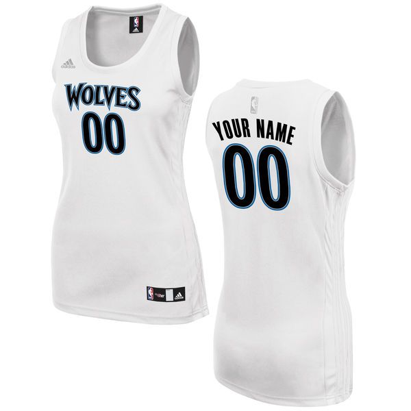 Women Minnesota Timberwolves Adidas White Custom Fashion NBA Jersey->customized nba jersey->Custom Jersey
